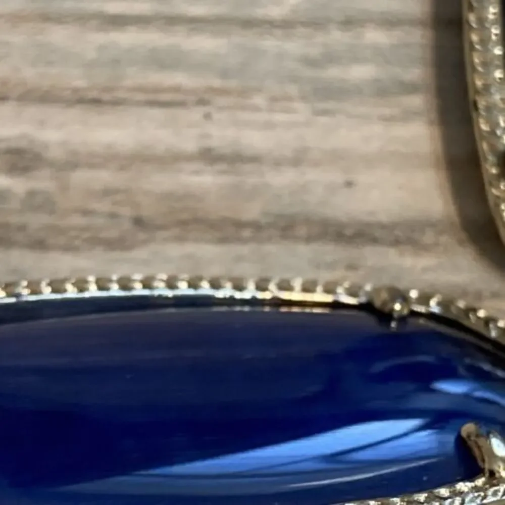 Kendra Scott‎ Elle Navy Cats Eye EARRINGS Gold Tone
